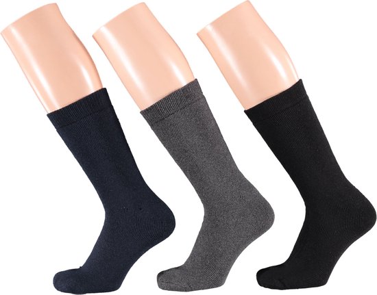 Chausettes thermique enfants - Blauw/ Grijs/ Zwart - Taille 31/34 - Chaussettes hiver enfant - Chaussettes épaisses enfant - Chaussettes enfant - Chaussettes chaudes enfant - Apollo