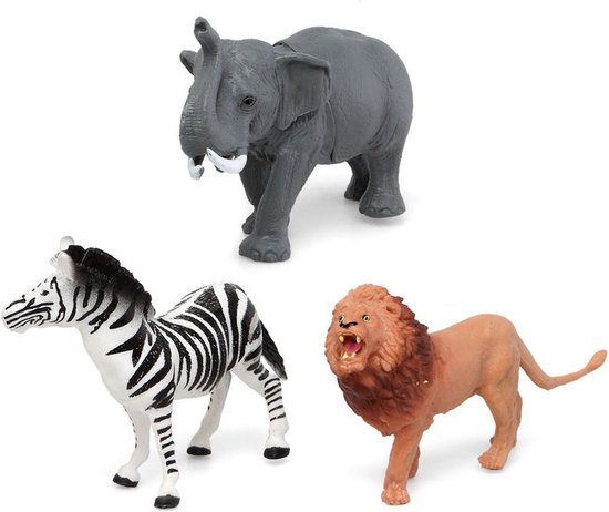 Figurines d'animaux de la jungle safari Jouets 3x morceaux de plastique |  bol