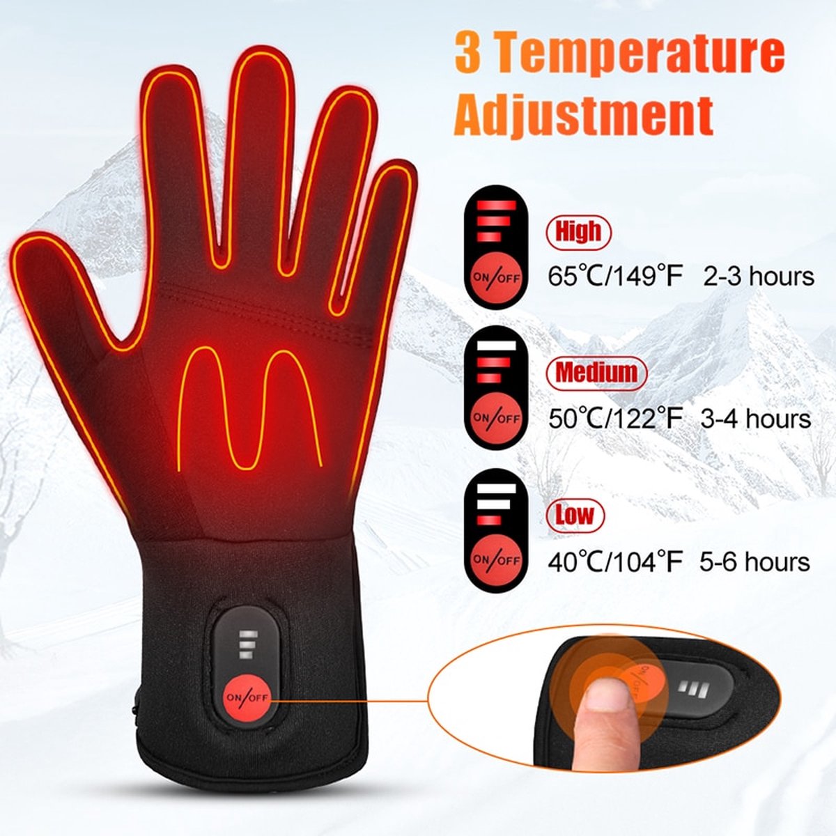 TBG™ Winter verwarming handschoenen - voor heren - Elektrisch verwarmde - skihandschoenen - Dames - Warm - fietsen - Verwarmbare voering - Verwarmde want - voor sport