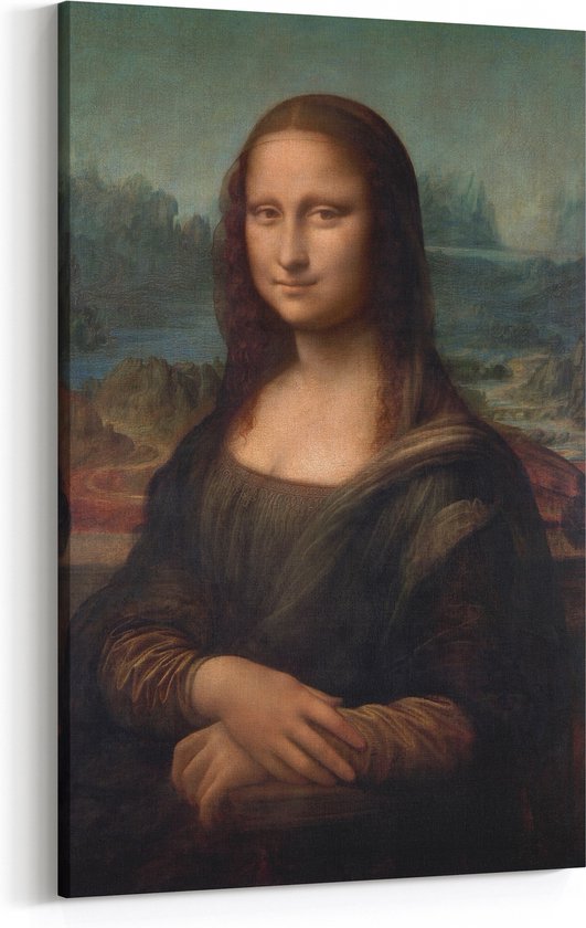Schilderij op Canvas - 40 x 60 cm - Mona Lisa - Kunst - Leonardo da Vinci - Wanddecoratie - Muurdecoratie - Slaapkamer - Woonkamer