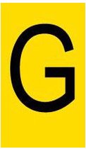 Mini letter G, geel zwart 22,8 x 38 mm - 12/vel