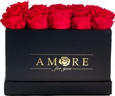 Zeep Rozen Flowerbox Large - Luxe Rode Zeep Roos In Vierkante Zwarte Designer Giftbox - Valentijn