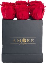 Zeep Rozen Flowerbox Medium - Luxe Rode Zeep Roos In Vierkante Zwarte Designer Giftbox - Valentijn