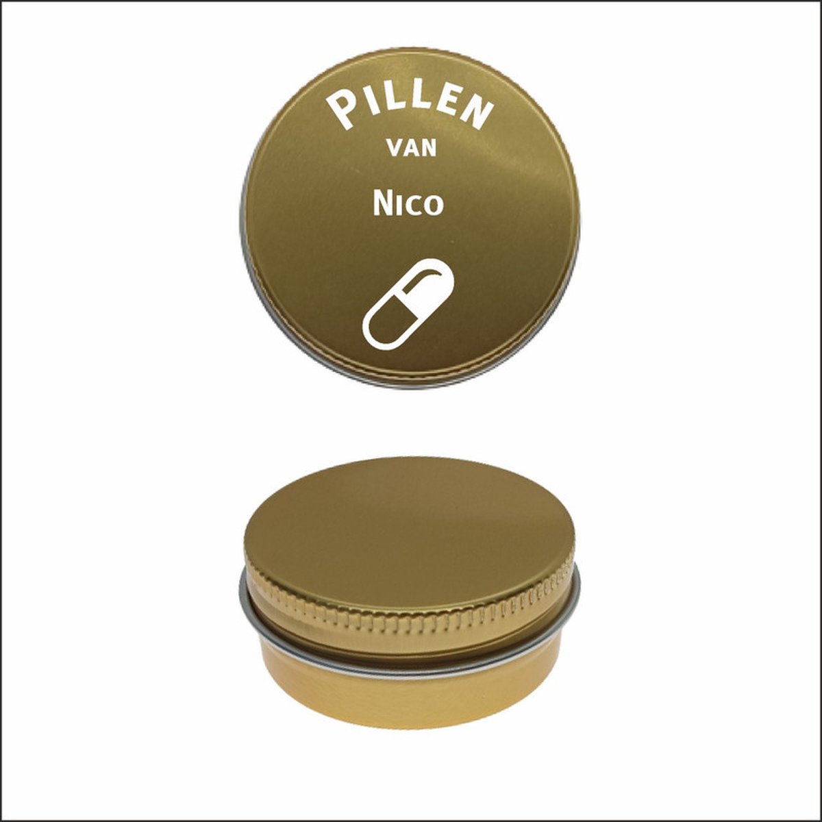 Goedkoopste Pillen Blikje Met Naam Gravering - Nico