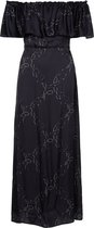 zoe karssen - dames -  tally off-shoulder midi-jurk met open rug -  zwarte cirkelketting p - m