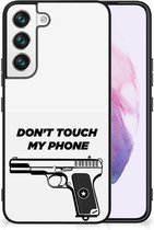 Telefoonhoesje Geschikt voor Samsung Galaxy S22 Back Case Siliconen Hoesje met Zwarte rand Pistol Don't Touch My Phone