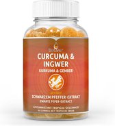 BeLive curcuma gummibeertjes met gember en zwarte peper extract - 60 fruitgums - tegen gewrichtspijn en ontstekingen - voedingssupplement suikervrij & vegan