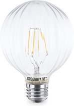 Groenovatie LED Filament Geribbeld Globelamp - E27 Fitting - 4W - Warm Wit - Dimbaar