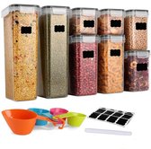 Keuken Vershoudbakjes Set 8-Delig - Tupperware - Vershouddoos - Bewaardozen - Voedselcontainers - 4 Maten - Met Labels & Schepje