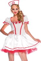 Wonderland - Verpleegster & Masseuse Kostuum - Wonderland Naughty Nurse - Vrouw - Wit / Beige - Medium - Carnavalskleding - Verkleedkleding