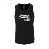 Zwarte Tanktop sportshirt met "Awesome sinds 1982" Print Wit Size XXL