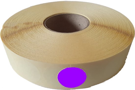Blanco etiketten op rol - 22 mm rond - paars
