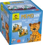 Ludattica Memory: MEMOBOX DIEREN 12,3x12,3x11,8cm, met 40 kaartjes en instructies, 3+