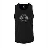 Zwarte Tanktop sportshirt met "Limited Special Edition" Print Zilver Size XL