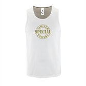 Witte Tanktop sportshirt met "Limited Special Edition" Print Goud Size L