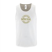 Witte Tanktop sportshirt met "Limited Special Edition" Print Goud Size XL