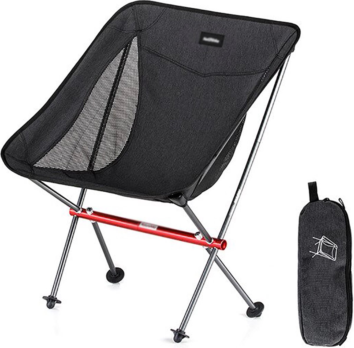 Outdoor Campingstoel - Zwart - Extra Breed - Opvouwbare Stoel Voor Buiten - Vouwstoel - Kampeerstoel - Lichtgewicht & Opvouwbaar