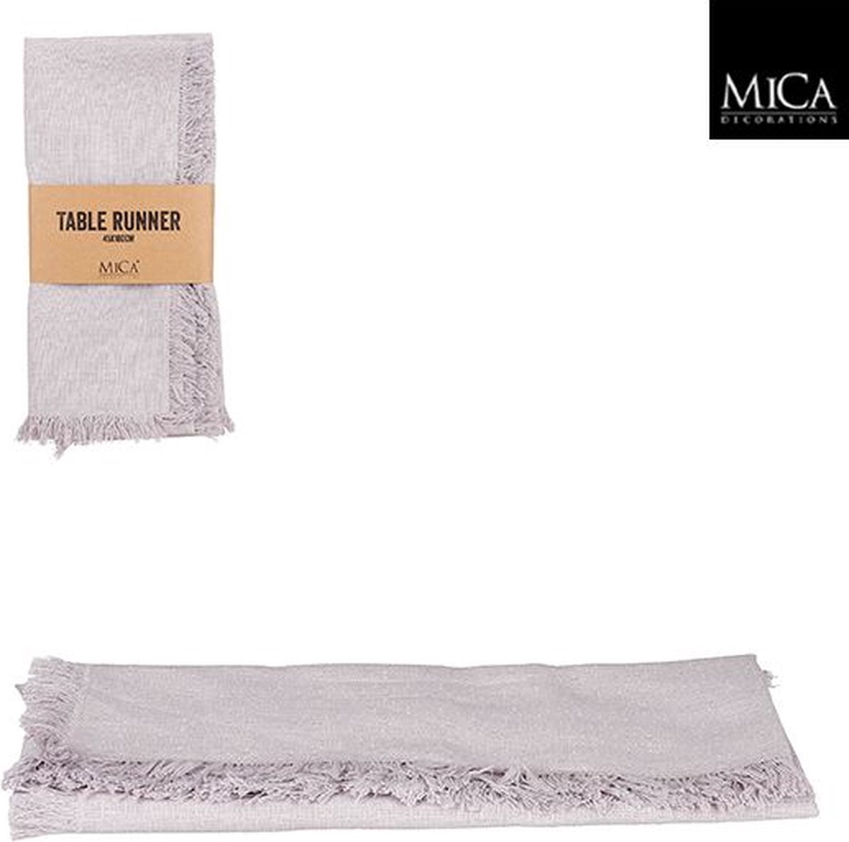 Mica Decorations Villia Tafelloper 180 x 45 cm - Lichtgrijs - 2 stuks