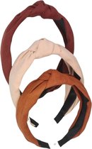 Diadeem - haarband met knoop - suedelook - donkerrood of lichtroze of oranjebruin — Donkerrood