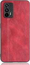 Mobigear Hoesje geschikt voor Realme GT Telefoonhoesje | Mobigear Stitch Backcover | GT Case | Back Cover - Rood