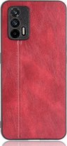 Realme GT Hoesje - Mobigear - Stitch Serie - Kunstlederen Backcover - Rood - Hoesje Geschikt Voor Realme GT