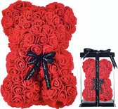 Rozen Beer + Giftbox - 25 CM - Rood - Teddybeer - Roosbeer - Valentijn Cadeau - Liefde - Valentijnsdag
