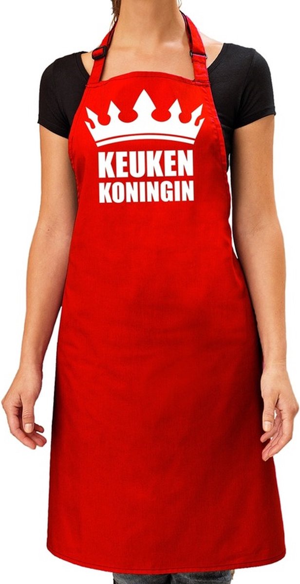 Keuken koningin keukenschort rood voor dames - Moederdag - bbq schort