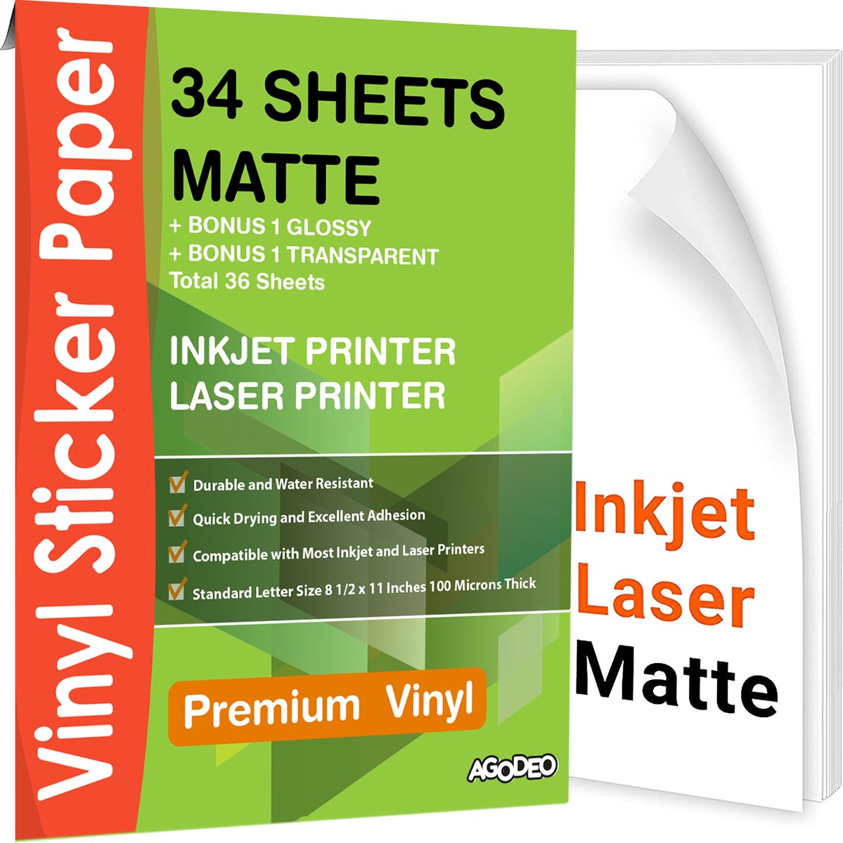Zelfklevende Vinyl Stickervellen voor inkjetprinter, laserprinter en  kopieermachines -... | bol.com