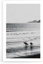 Walljar - Surfing - Zwart wit poster