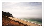 Walljar - Misty Beach - Muurdecoratie - Canvas schilderij