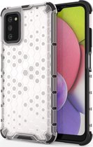 Samsung Galaxy A03s Hoesje - Mobigear - Honeycomb Serie - Hard Kunststof Backcover - Wit - Hoesje Geschikt Voor Samsung Galaxy A03s