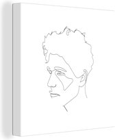 Canvas Schilderij Man - Hoofd - Line art - 20x20 cm - Wanddecoratie