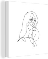 Toile Peinture Femme - Line au trait - Wit - 50x50 cm - Décoration murale