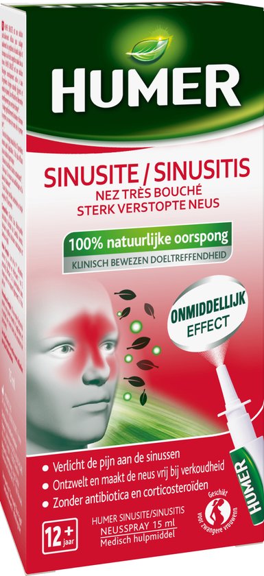 Humer - Sinusitis Spray Zeer verstopte neus / sinusitis - decongestie, ontzwelling en afvoer - Vanaf 12 jaar - 15ml