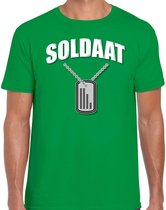 Soldaat dogtag / hanger verkleed t-shirt groen voor heren - Militair / soldaat  carnaval / feest shirt kleding / kostuum S