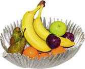 Fruitschaal zilver blad kunststof rond 31 cm - Decoratieve schaal voor groente en fruit