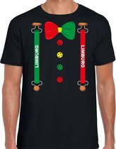 Carnaval t-shirt Limburg bretels en strik voor heren - zwart - Limburg Carnavalsshirt / verkleedkleding XL