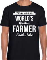 Worlds greatest farmer cadeau t-shirt zwart voor heren - Cadeau verjaardag t-shirt boer S