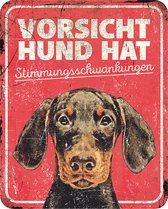 D&d waarschuwingsbord dobermann de 25x20x0,3cm rood