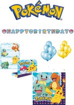 Pokemon - versiering pakket - slinger - ballonnen - servetten - uitnodigingen