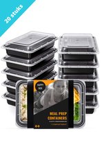 Meal Prep Bakjes - 20 Stuks - 1 Compartiment - Diepvriesbakjes - Lunchbox - Vershouddoos - Vershoudbakjes - Plasticbakjes Met Deksel - Maaltijdbakjes - 1200ml - BPA vrij - Happy Boxen