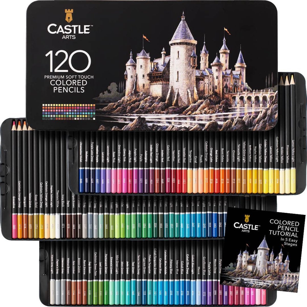 Faber-Castell Polychromos Kleurpotloden voor kunstenaars, A4, schetsblok en doos met 120 kleurpotloden, kunstset voor kleurboeken voor volwassenen, knutselbenodigdheden, tekenen, schetsen, lichtechte