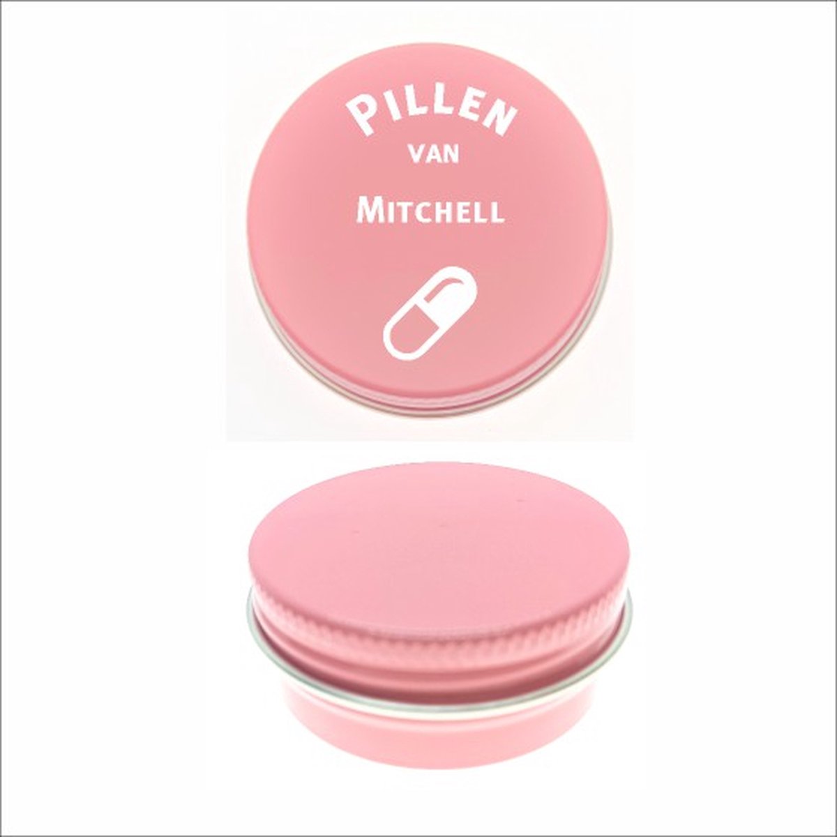 Pillen Blikje Met Naam Gravering - Mitchell