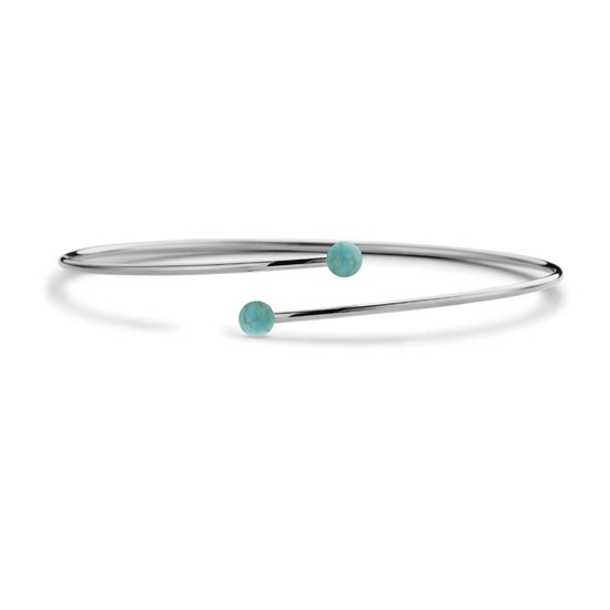 CO88 Collection 8CB-90875 Bracelet Acier - Femme - Turquoise - Diamètre 4 mm - 58 x 49 mm - Épaisseur 2,1 mm - Acier - Couleur argent