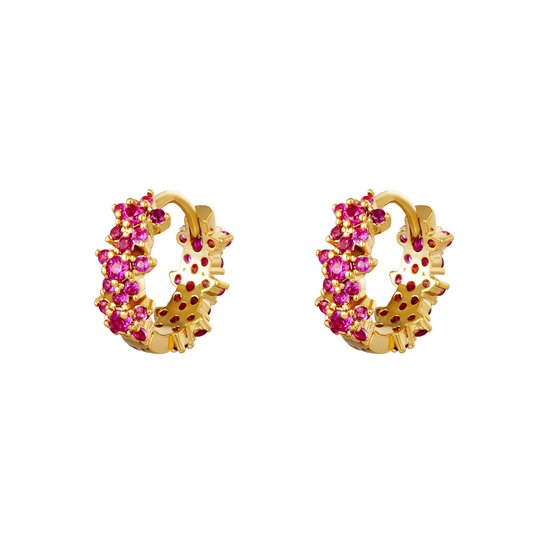 Boucles d'oreilles Monarch Goud avec zircons roses