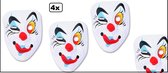 4x Masker Pierrot knipoog - festival thema feest halloween uitdeel wanddeco