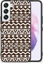 Telefoon Hoesje Geschikt voor Samsung Galaxy S22 Leuk TPU Backcase met Zwarte rand Aztec Brown