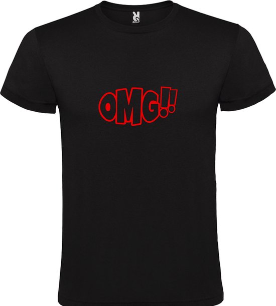 T-shirt Zwart avec texte 'OMG!' (O mon Dieu) impression Rouge taille 5XL