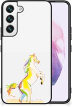 GSM Hoesje Geschikt voor Samsung Galaxy S22 Leuk TPU Back Case met Zwarte rand Horse Color