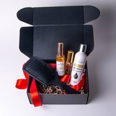 Hair En Style Care box – Haarverzorging Giftset – Arganolie 30ml + knoflookolie 50ml + Shampoo 200ml + Nylon Haarborstel – Verjaardag – Cadeau tip – Man – Vrouw – Moederdag – Vader